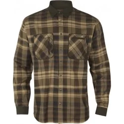 Łatwy zwrot KOSZULA MYŚLIWSKA MĘSKA HARKILA PAJALA SHIRT BEIGE W/BROWN