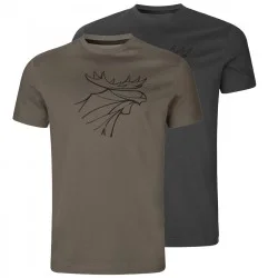 Do wyczerpania zapasów KOSZULKI HARKILA GRAPHIC T-SHIRT 2-PACK BROWN GRANITE / PHANTOM
