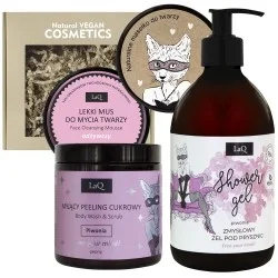 Zamów teraz ZESTAW KOSMETYKÓW LAQ - PIWONIA - ŻEL 500ML + MUS 100ML + MASEŁKO 50ML + PEELING 220G