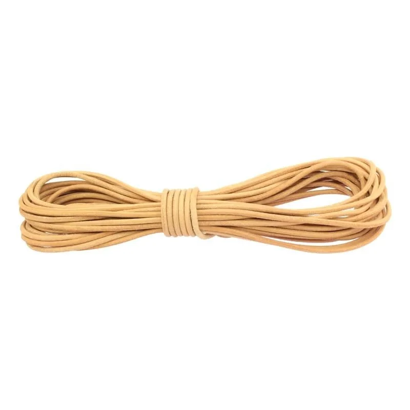 Rzemień skórzany okrągły 3 mm - 2 metry - Naturalny Wyjątkowa oferta
