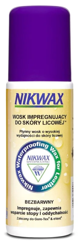 Nikwax - Impregnat Wosk do skóry licowej - Płynny - Bezbarwny - 100 ml - gąbka Obniżka ceny