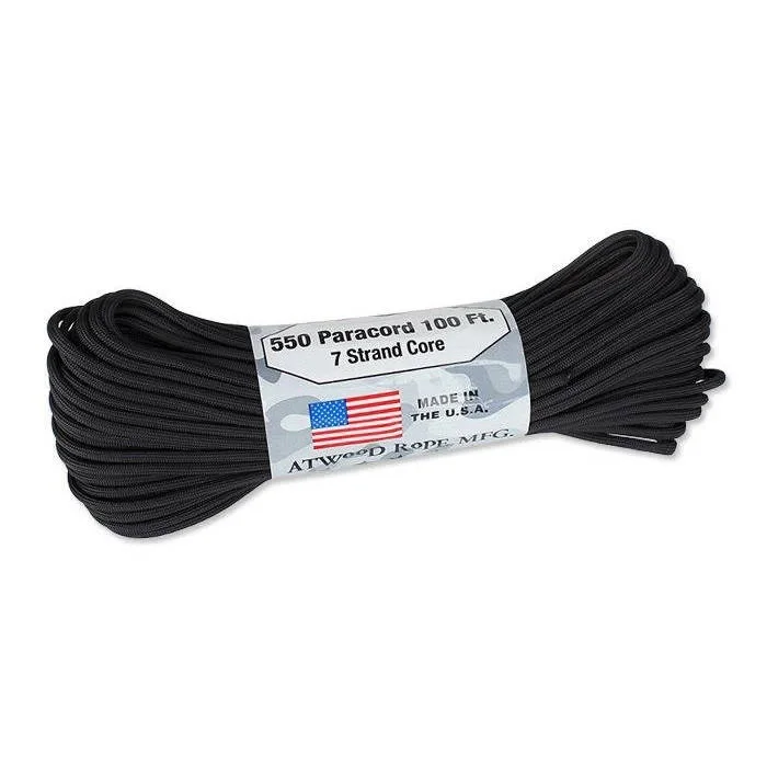 Atwood Rope - Paracord - MIL-SPEC 550-7 - 4 mm - Czarny - 30,48m Wyjątkowa oferta