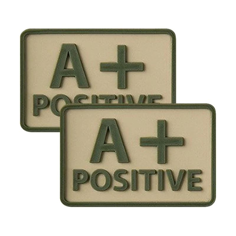 Rabat Helikon - Naszywka PVC - Grupa Krwi - A+ POS - Khaki - 2 szt.