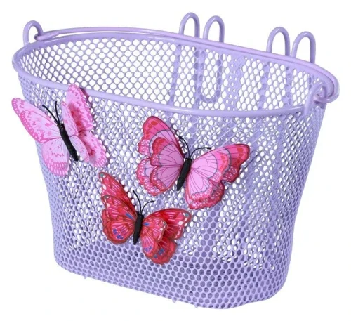 Taniej Kosz na kierownicę BASIL JASMIN BASKET JUNIOR mocowanie na haki 12"-20", stalowy motyle fioletowy (NEW)
