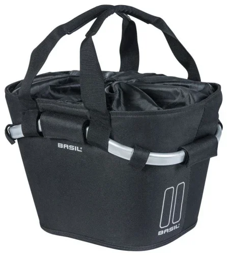 Bestseller Kosz na kierownicę BASIL CLASSIC CARRY ALL FRONT BASKET KF 15L, czarny + Płytka mocująca do kosza BASIL KLICKFIX ADAPTER system do mocowania na kierow