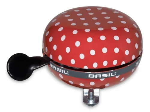 Dzwonek rowerowy BASIL BIG BELL POLKADOT 80mm, red/white dots (NEW) Łatwy zwrot