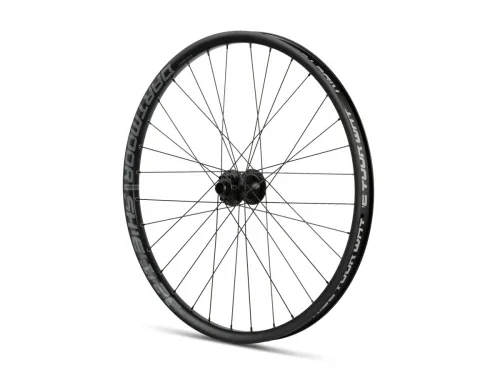 Koło Shield 26" przednie, 100x15/110x20mm, 32 otwory, czarne anodowane ze srebrnymi naklejkami Dodaj do koszyka
