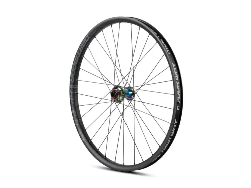 Koło Shield 26" przednie, 100x15/110x20mm, 32 otwory, czarne anodowane z piastą w kolorze petrol Bezpieczna płatność