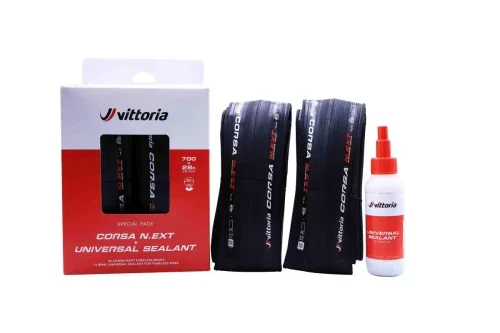 Zestaw Twin Pack opony Corsa N.EXT Pro G2.0 700x28C, czarna, zwijana + uszczelniacz 80 ml Premium