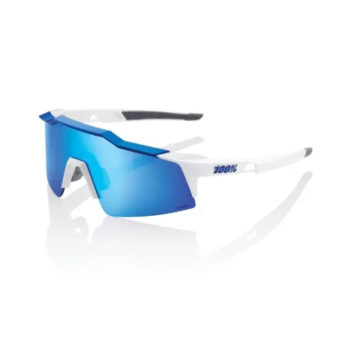 Okulary 100% SPEEDCRAFT SL Matte White/Metallic Blue - HiPER Blue Multilayer Mirror Lens (Szkła Niebieskie Lustrzane Wielowarstwowe, LT 15% + Szkła Pr Hit cenowy
