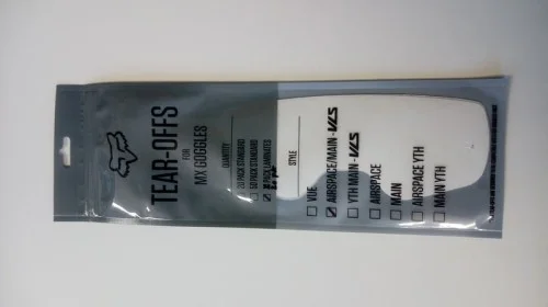 Ostatnie sztuki ZRYWKI TEAR-OFF DO GOGLI FOX AIRSPACE/MAIN 2 LAMINOWANE 20PK CLEAR