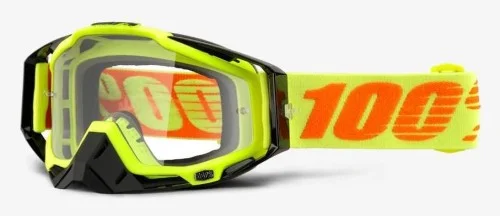 Gogle 100% RACECRAFT ATTACK YELLOW (Szyba Przezroczysta Anti-Fog, LT 88%-92% + 10 Zrywek) Taniej