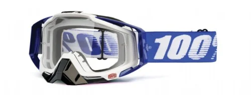 Gogle 100% RACECRAFT COBALT BLUE (Szyba Przezroczysta Anti-Fog, LT 88%-92% + 10 Zrywek) Darmowy zwrot