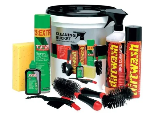 Popularny Zestaw do czyszczenia WELDTITE Dirtwash Cleaning Bucket (Odtłuszczacz + środek do czyszczenia + Smar w sprayu + Olej All-weather + 3x Szczotka + Gąbka