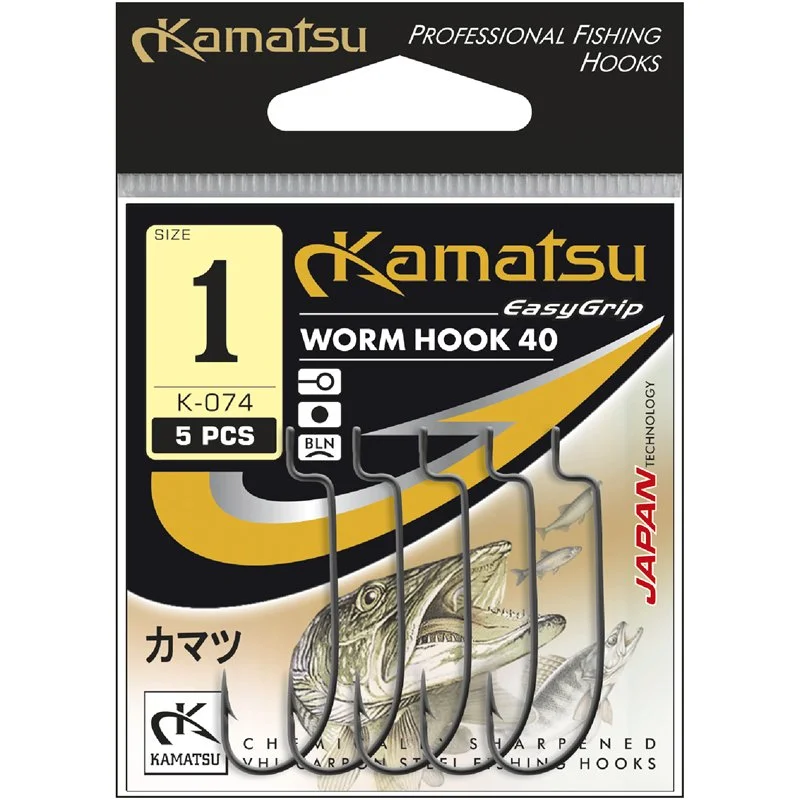 Zamów dziś Haczyki Kamatsu Worm Hook 40 6/0 Czarny Nikiel Oczko