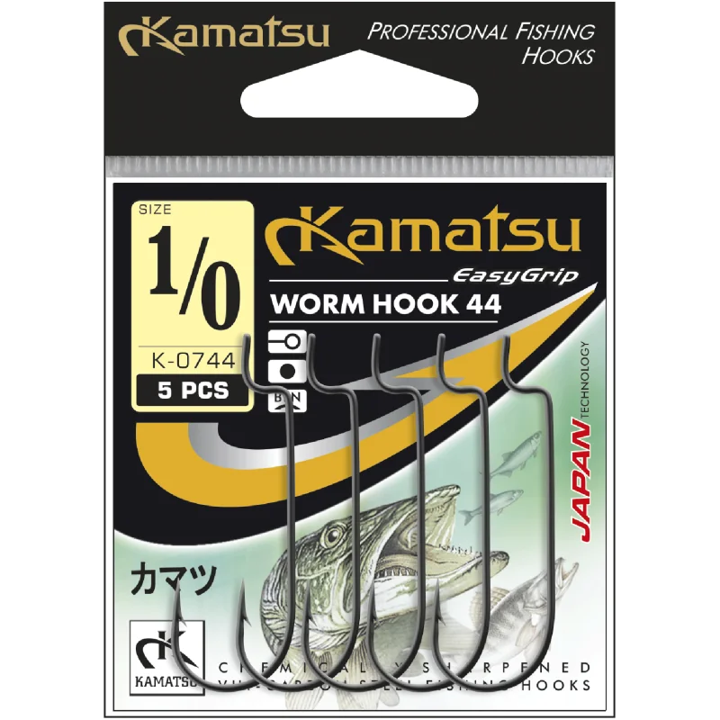 Wyjątkowa oferta Haczyki Kamatsu Worm Hook 44 1/0 Czarny Nikiel Oczko