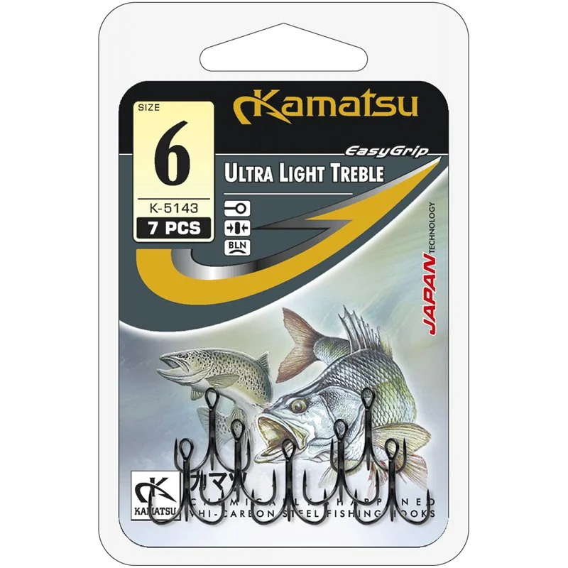 Wyprzedaż Kotwice Kamatsu Treble Hook Ultra Light 8 Czarny Nikiel