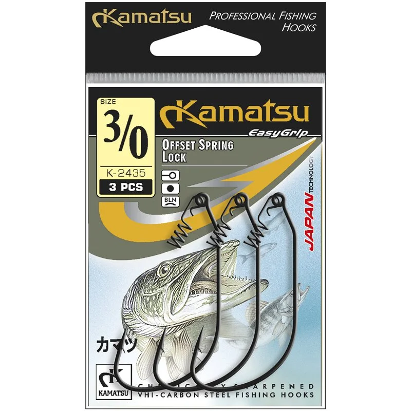 Oferta czasowa Haczyki Kamatsu Offset Spring Lock 1/0 Czarny Nikiel Oczko