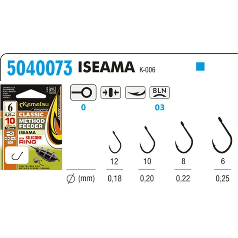 Przypony Kamatsu Method Feeder Classic Iseama 12 z pierścieniem silikonowym Ostatnie sztuki