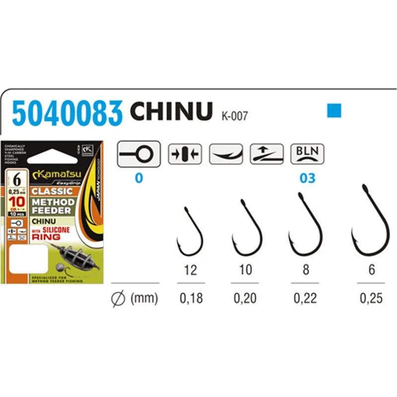 Bestseller Przypony Kamatsu Method Feeder Classic Chinu 10 z pierścieniem silikonowym