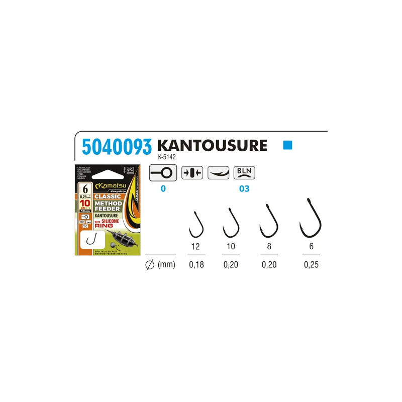 Przypony Kamatsu Method Feeder Classic Kantousure 10 z pierścieniem silikonowym Łatwy zwrot