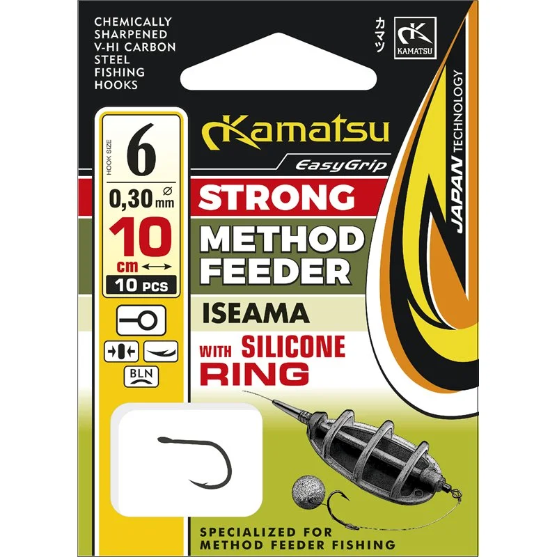 Darmowy zwrot Przypony Kamatsu Method Feeder Strong Iseama 12 z pierścieniem silikonowym