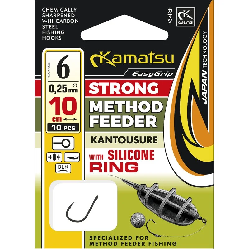 Przypony Kamatsu Method Feeder Strong Kantousure 10 z pierścieniem silikonowym Tylko dziś