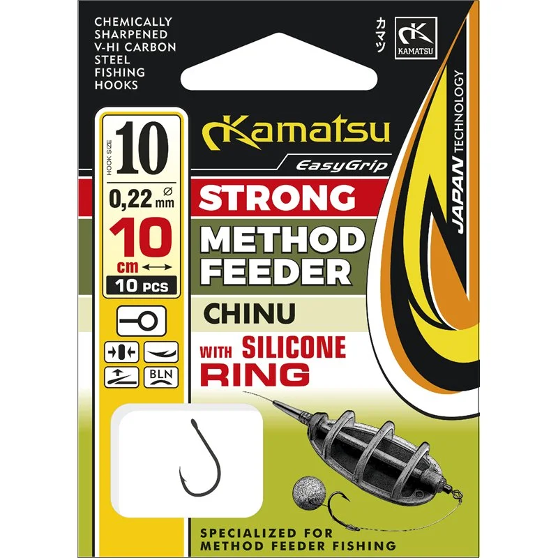 Przypony Kamatsu Method Feeder Strong Chinu 10 z pierścieniem silikonowym Cena promocyjna