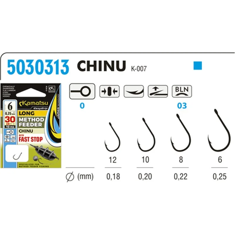 Nowy Przypony Kamatsu Method Feeder Long Chinu 6 Fast Stop