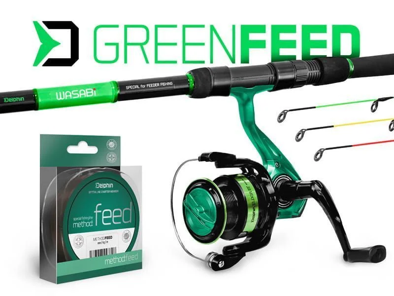 Nie przegap Zestaw Feederowy Delphin GreenFEED 300cm/100g + 3T + żyłka