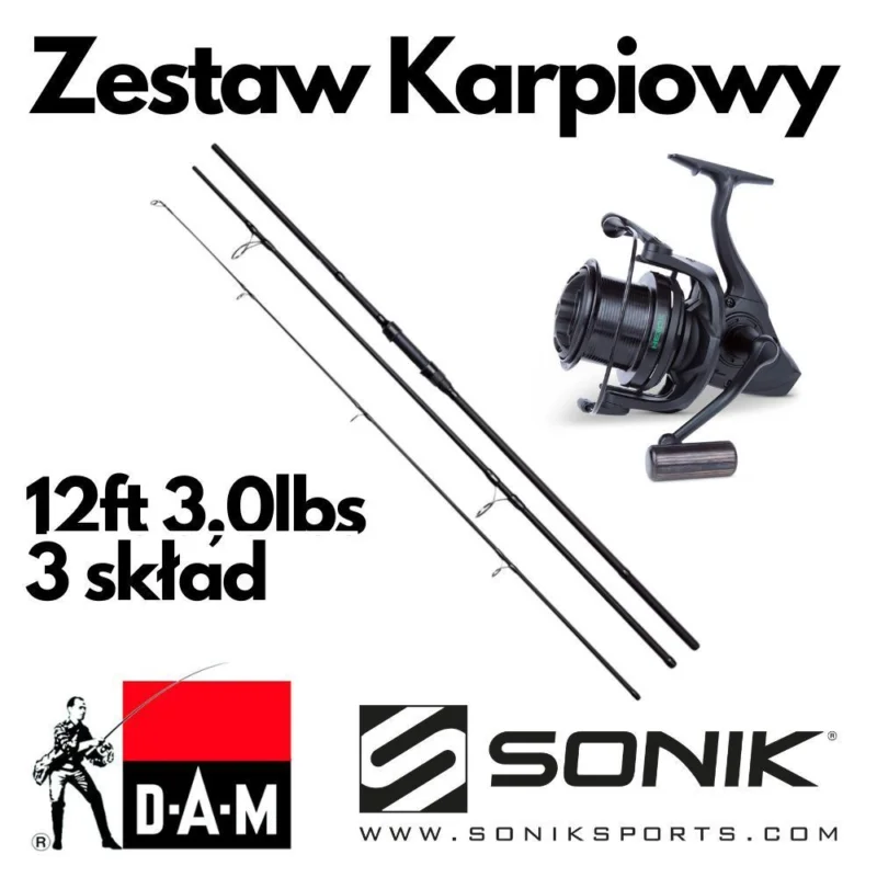 Zestaw Karpiowy Dam Iconic 12ft 3,0lbs 3sec + Herox10000 Taniej