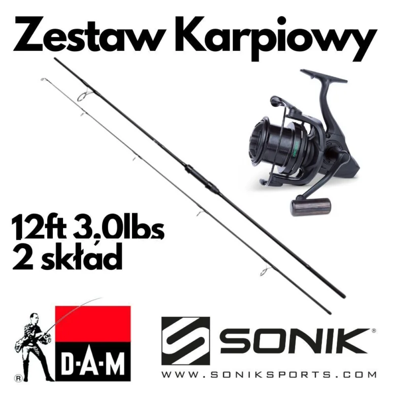 Zestaw Karpiowy Dam Iconic 12ft 3,0lbs 2sec + Herox10000 Promocja