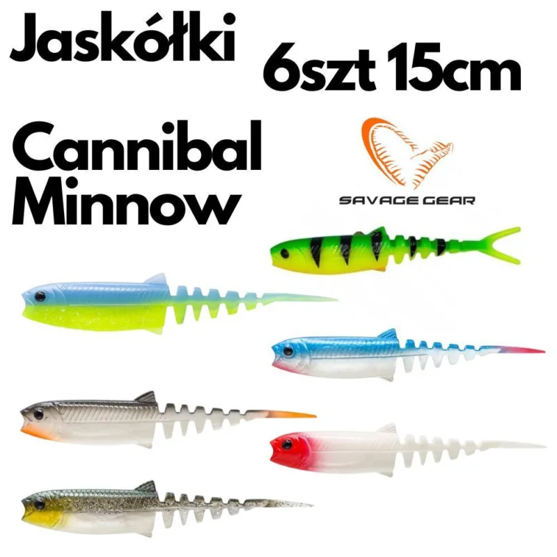 Premium Zestaw 6szt Cannibal Minnow Jaskółka 15cm 22g
