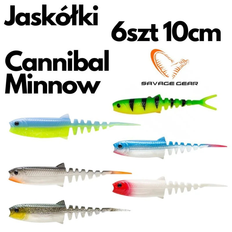 Rabat Zestaw 6szt Cannibal Minnow Jaskółka 8cm 3,4g