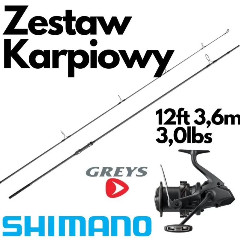 Darmowy zwrot Zestaw Karpiowy Pro Greys 12ft 3lb + Ultegra XR XTD 14000
