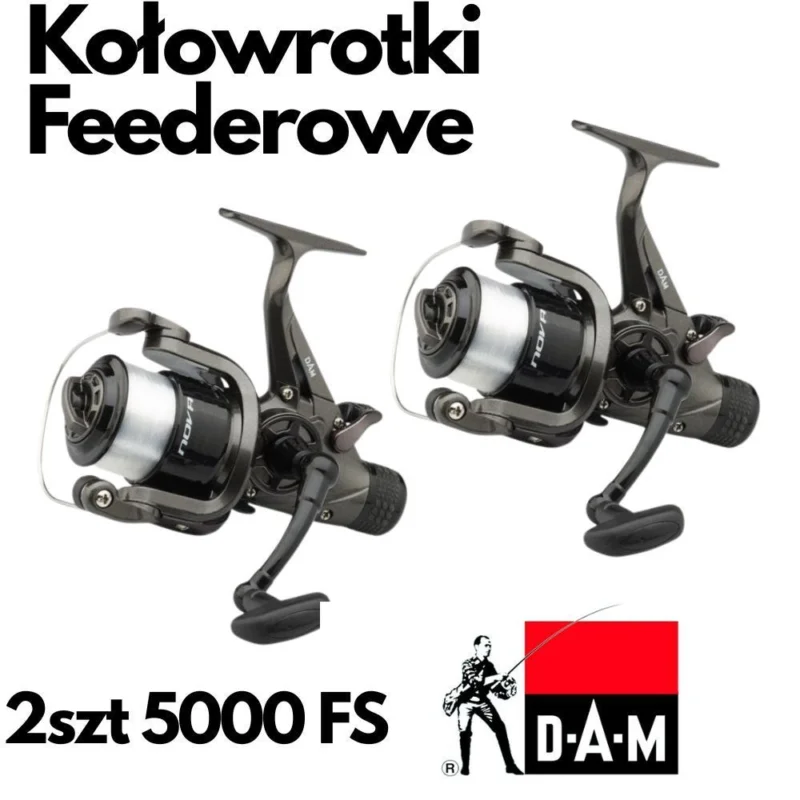 Zestaw 2 Kołowrotków Karpiowy - feederowych Dam Nova 5000 FS Wysoka jakość