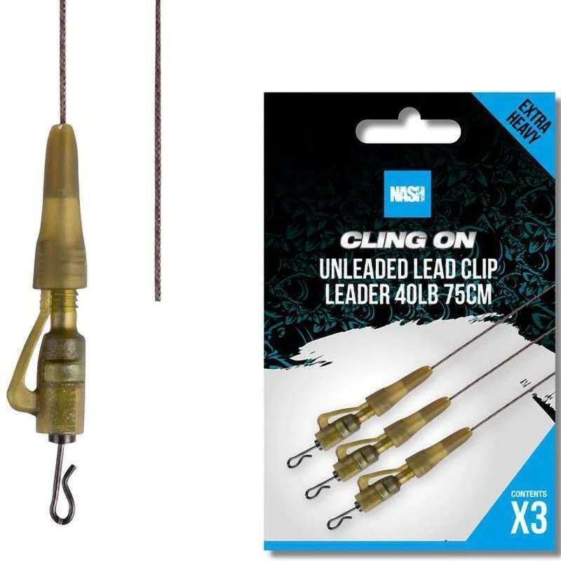 Leader NASH Cling On Unleaded Lead Clip Leader 40lb 75cm Do wyczerpania zapasów