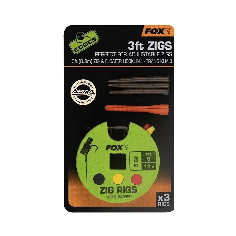 Przypon Karpiowy Fox Edges Zig Rig 8 - 12lb 3ft x 3 Łatwy zwrot