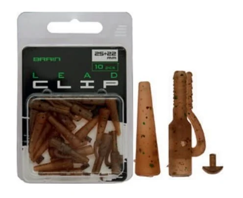 Brain Lead Clip With Cone 25+22mm Camo 10 szt. Popularny