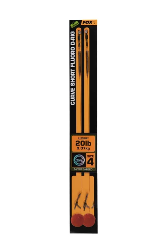 Zniżka Gotowe przypony Fox Edges Curve Short Fluoro D-Rig Ready Rigs 4/20lb