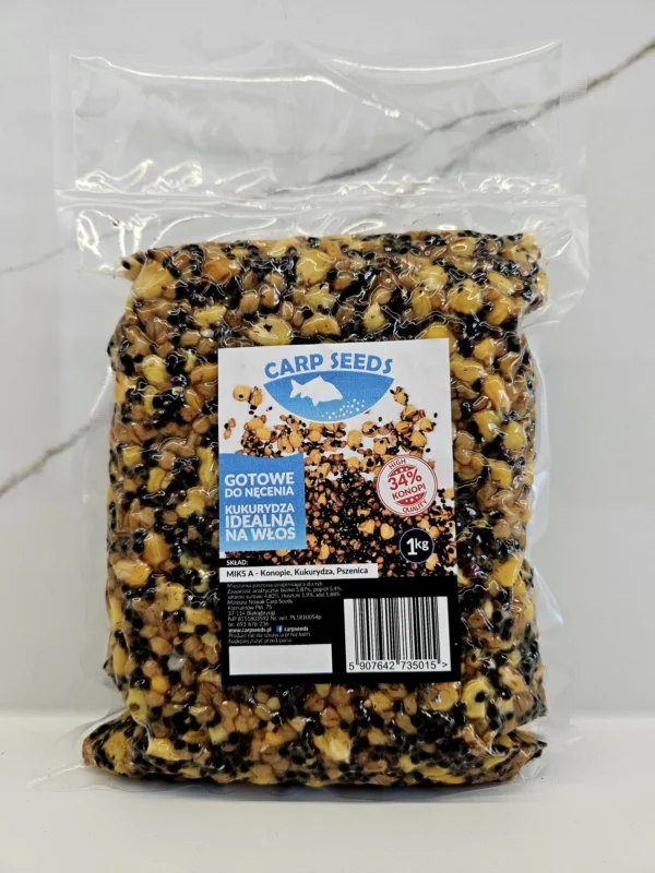 Carp Seed Ziarno do Nęcenia Mix A Konopie, Kukurydza, Pszenica 1kg Nowość
