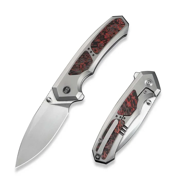 Ostatnie sztuki WeKnife Corwyn Polished Bead Blasted Titanium/Lava Flow Fat Carbon Fiber, Hand Rubbed Satin M390 (WE24088-4)