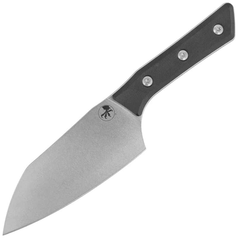 Microtech Santoku 6'' Kitchen Knife Black G10, Stonewashed M390MK (3200-10BK) Premium
