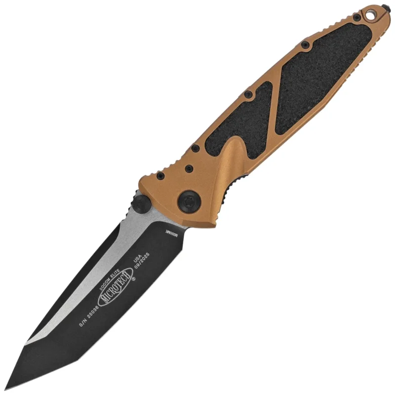 Microtech Socom Elite T/E-M Knife Tan Aluminum, Black M390MK by Tony Marfione (161-1TA) Hit sprzedaży
