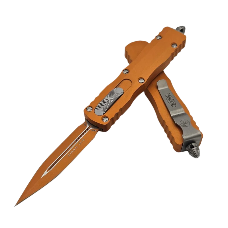 Łatwy zwrot Microtech Dirac D/E OTF Knife Cerakote Tequila Sunrise Aluminium, Cerakote Tequila Sunrise by Tony Marfione (225-1TE-C17Z15)