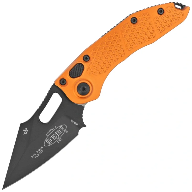 Cena promocyjna Microtech Stitch-A S/E Automatic Knife Orange Tangerine Aluminum, Black M390 by Borka Blades and Tony Marfione (169-1OT)