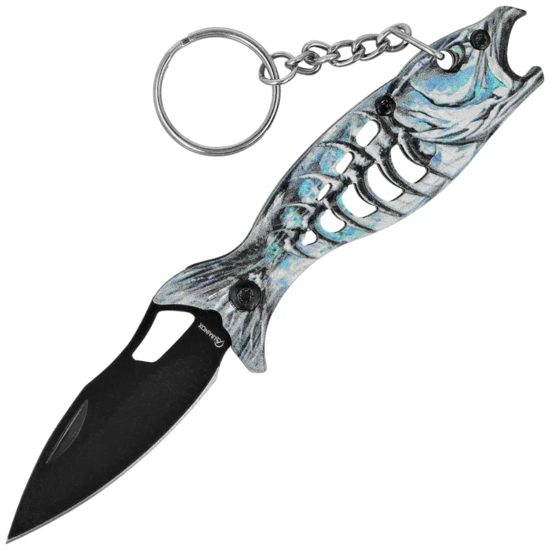 Łatwy zwrot Martinez Albainox Fishing 3 Knife Key-ring Blue Aluminum, Black 3Cr13Mov (25145 BL)