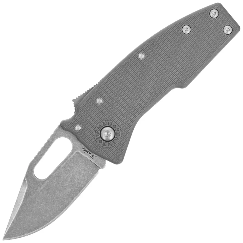 Demko Nano-Shark CP Knife Grey GRN, Stonewashed AUS10A by Andrew Demko (NANO-10A-Grey GRN-CP) Bezpieczna płatność