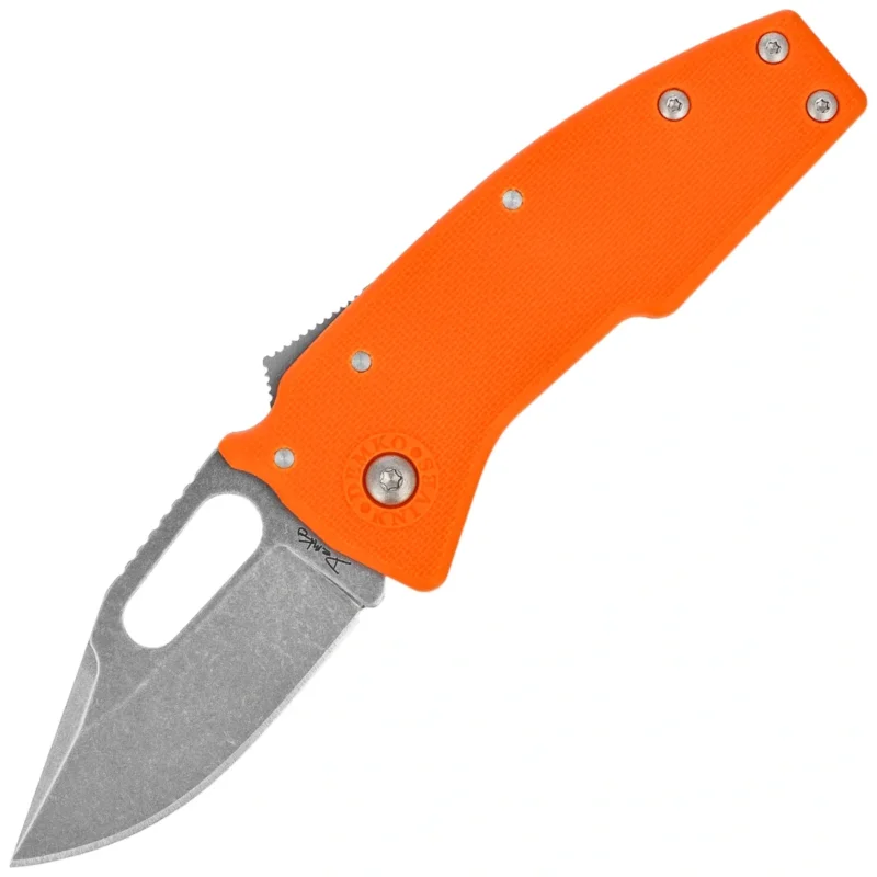 Demko Nano-Shark CP Knife Orange GRN, Stonewashed AUS10A by Andrew Demko (NANO-10A-Orange GRN-CP) Łatwy zwrot