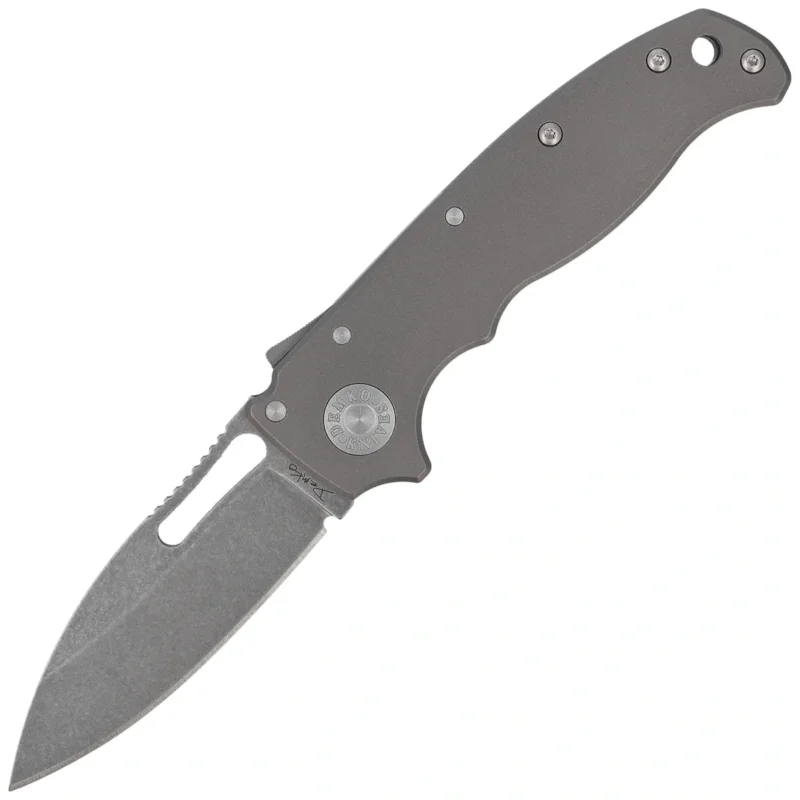 Demko AD20.5 Slicer Shark Knife Smooth Titanium, Stonewashed CPM 3V by Andrew Demko (AD20.5-3V-Smooth TI-SS) Oferta czasowa